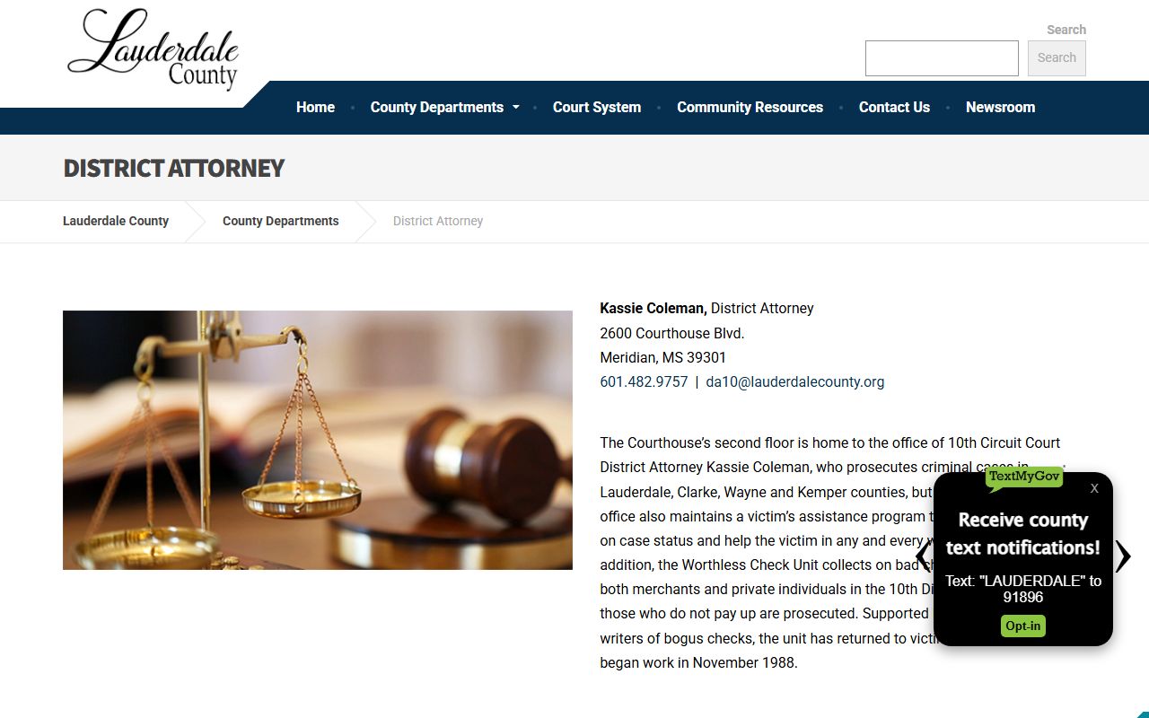 Lauderdale County criminal court records and the District Attorney's office
