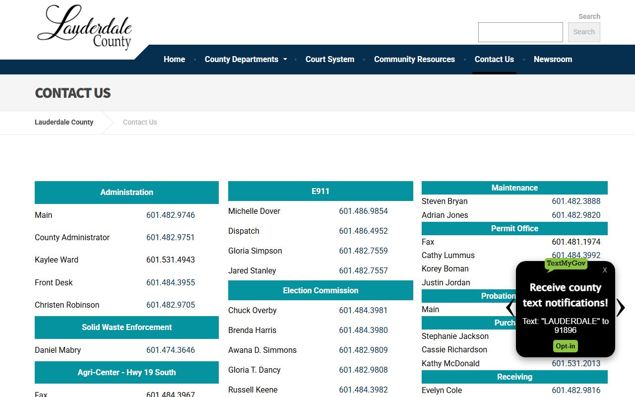 Lauderdale County contact directory for court records offices